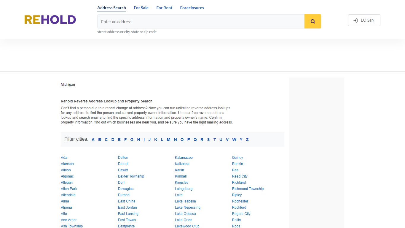Address Directory - Michigan - Rehold